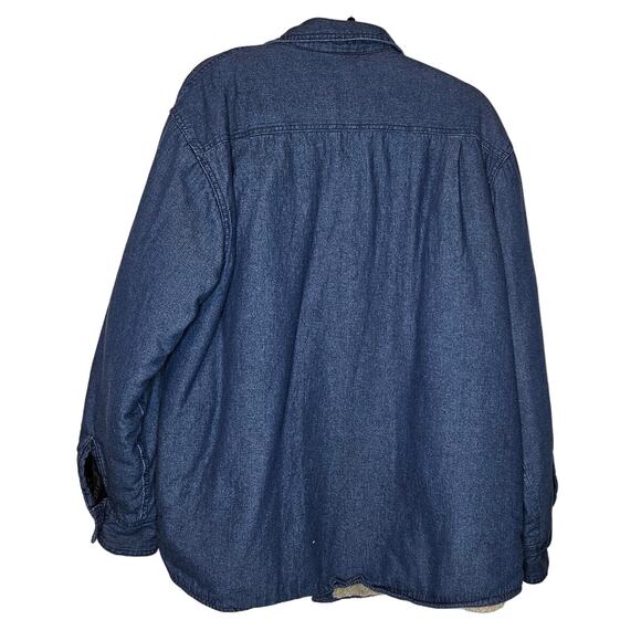 Wrangler Sherpa Shacket Men's Sz Large Lined Denim Work Shirt Coat Jacket - Picture 3 of 6